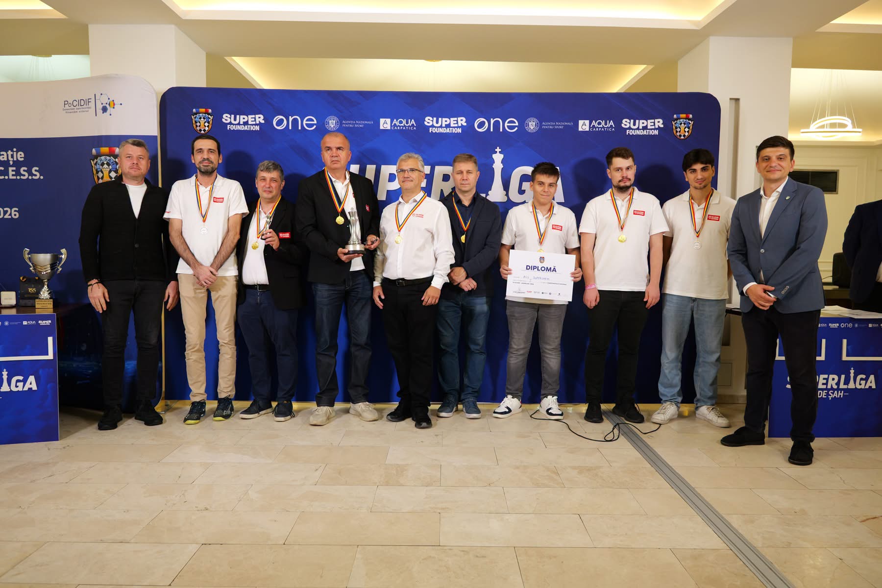 ACS SuperChess, campioană masculin 2026, la festivitatea de premiere